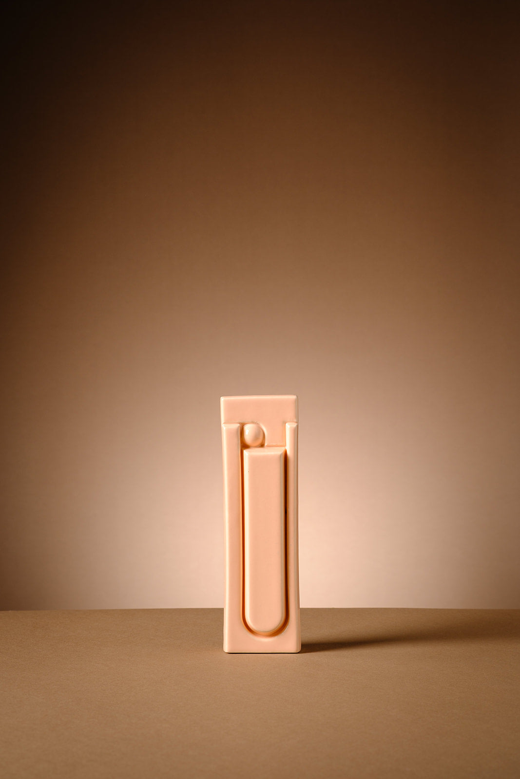 Handmade ceramic mezuzah in glossy PEACH  PINK  glaze with a minimalist geometric Hebrew letter design
