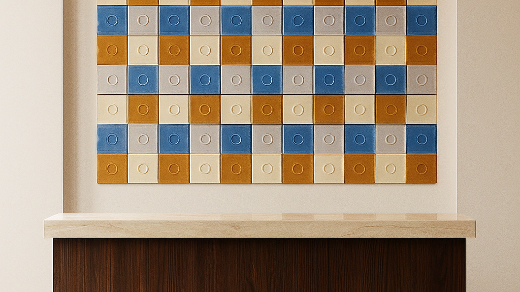 Bespoke wall pieces art and architectural ceramic installations, handcrafted and custom made for refined rooms and spaces, sculptural art installations developed in dialogue with architecture, textured ceramic surfaces seamlessly integrated into contemporary interior design and elevated spatial environments