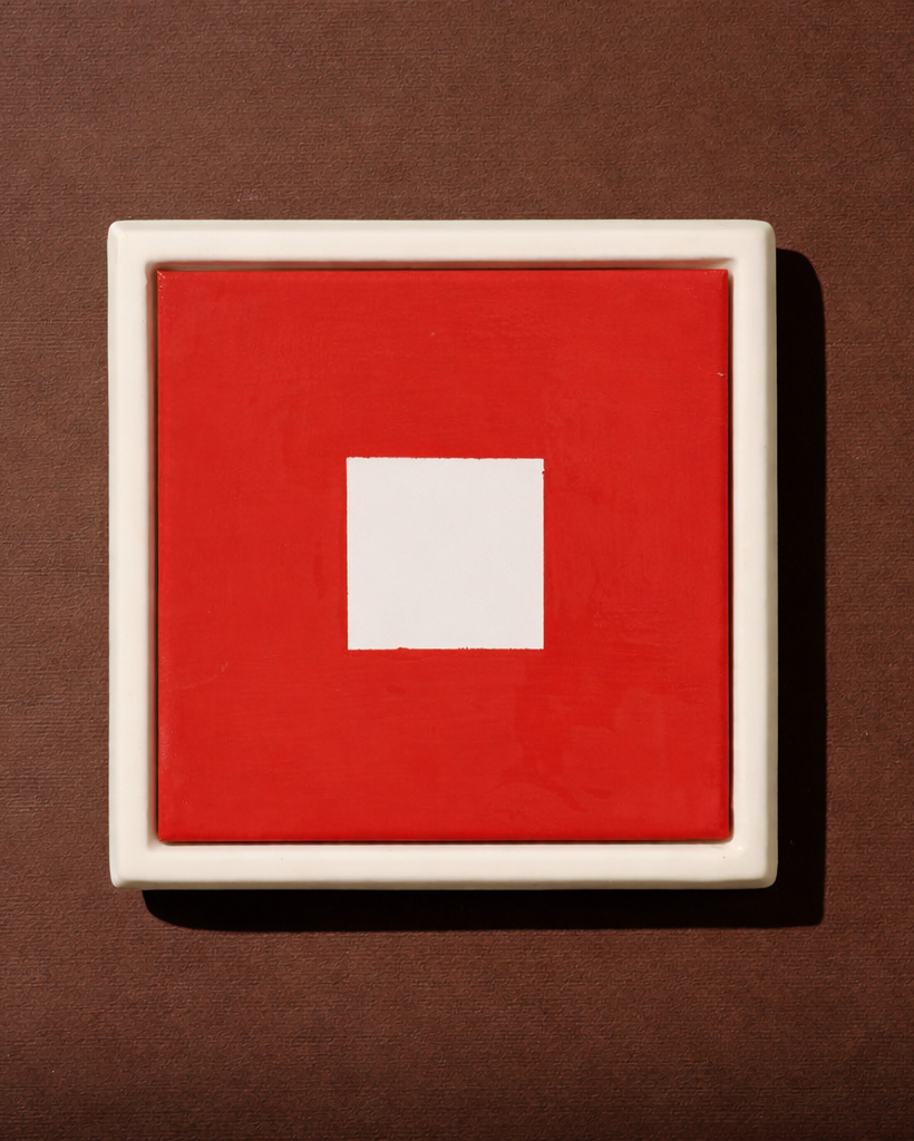 Framed Letter Tiles – The Hebrew Alphabet - Modern Judaica Handmade in Tel Aviv by ABS Objects. Handmade ceramic Hebrew letter tiles framed in stoneware, hand-painted in Tel Aviv. Personalized wall decor for children’s rooms, modern nursery design, or custom home signage. Inspired by Hebrew modernist typography and Israeli visual culture.