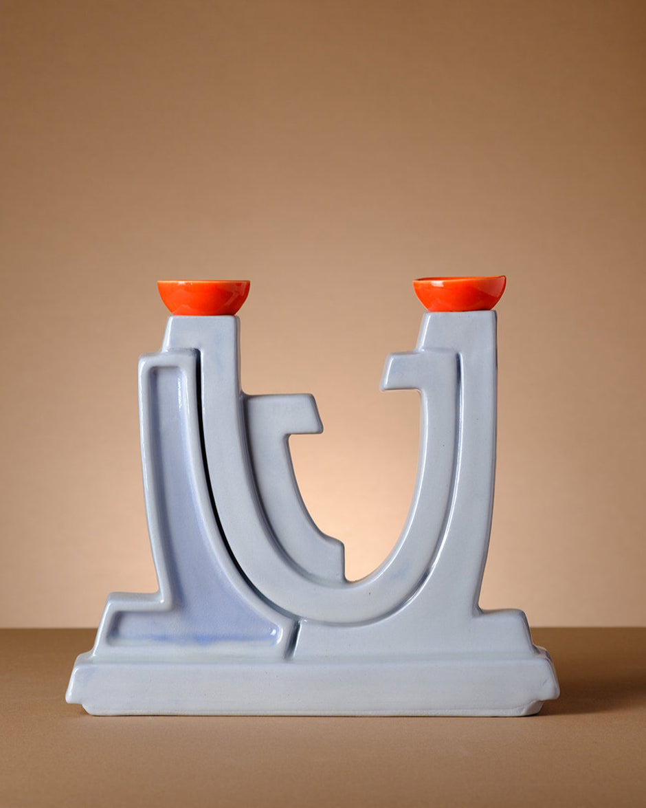 Shabbat – Candle Holders - Handmade Modern Judaica By ABS Objects. Made with love in the Holy Land. Modern ceramic Shabbat candle holders handmade in Tel Aviv, featuring sculpted Hebrew letters spelling “Shabbat” (שבת). Contemporary Judaica design inspired by Israeli typography, culture, and minimalist aesthetics.