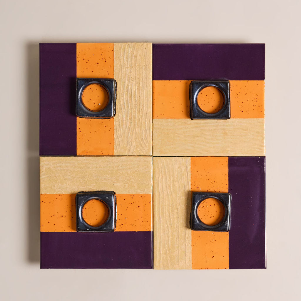 Bespoke ceramic wall installation designed for contemporary interior design project, sculptural art integrated into architectural space